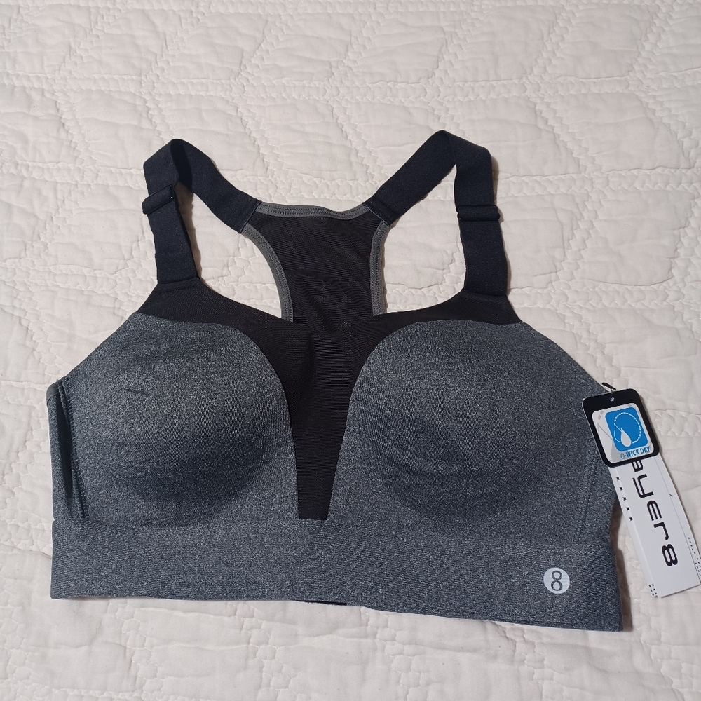 Layer 8 Women's Black and Gray Sports Bra
